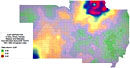 Copper 67 deposition in the American Midwest, 1951-1962 shown as a color gradient map.